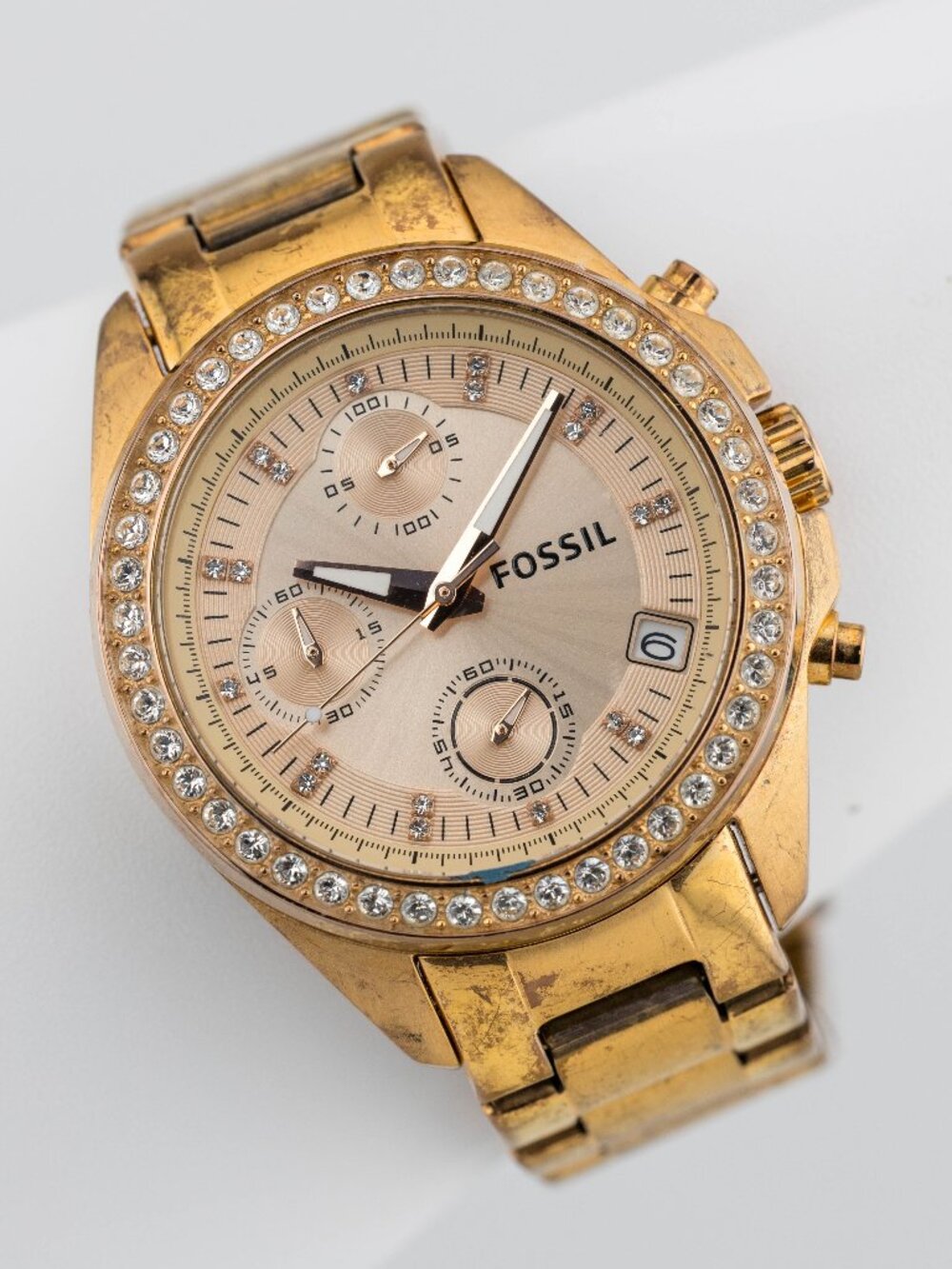 Fossil ES3352 Women's Rose Gold Chronograph Quartz Analog Watch Fresh Battery